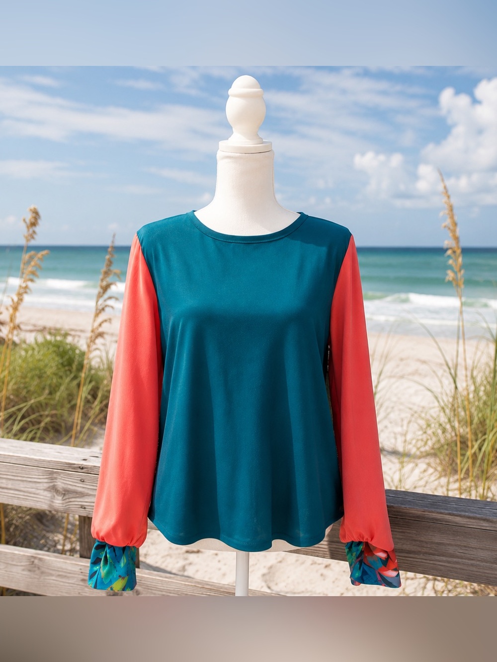 Seea Long Sleeve Rash Guard Swim Top Large Colorblock UPF Surf Beach